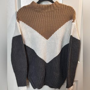 Chevron Colorblock Knit Sweater